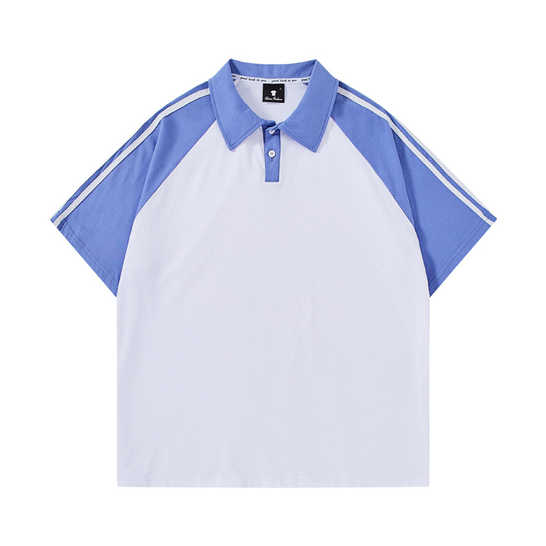 Procesamiento de camisa de Polo de manga corta de algodón Raglan impreso LOGO Hong Kong estilo de clase de moda uniforme grupo uniforme actividad T-shirt producción