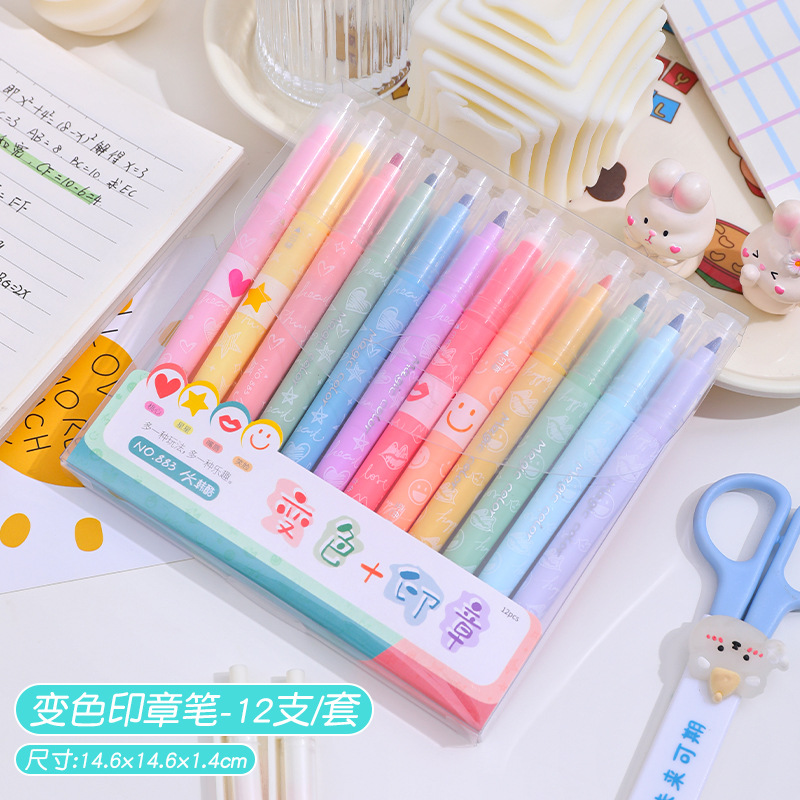 Gran capacidad resaltador estudiante pluma fluorescente color brillo marcador chica lindo rotulador