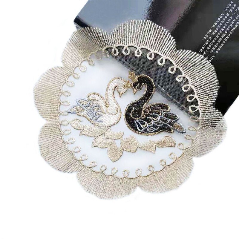 Sofa Cushion Bedding Swan Lace Cloth Sticker Beauty Bedspread Four-piece Set Embroidered Applique Lace Accessories