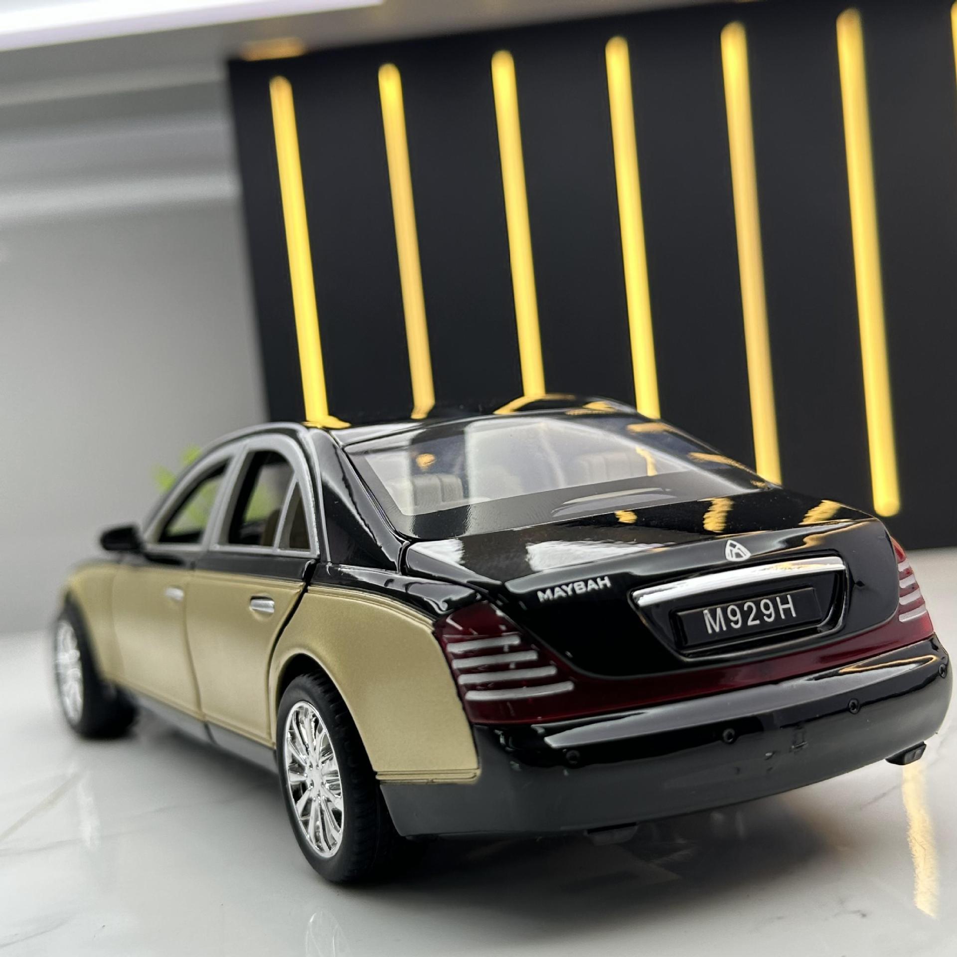 Modelo de coche de aleación XLG 1:24 Maybach 62s coche de negocios tire de la puerta trasera de sonido y luz de los hombres modelo de coche de juguete Decoración