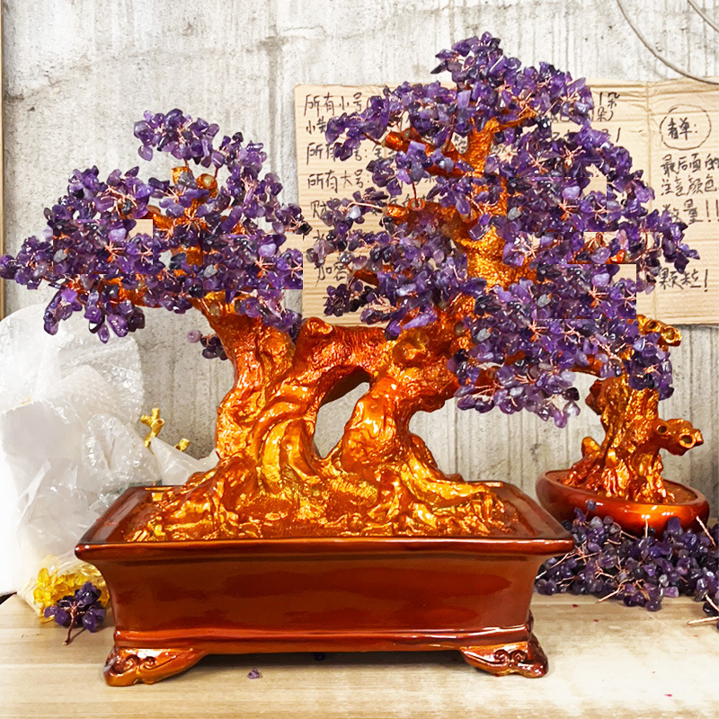 Amethyst money tree decoration large fortune tree home Creative wine cabinet home decoration decoration living room TV cabinet Amethyst money tree decoration large fortune tree home Creative wine cabinet home decoration decoration living room TV cabinet