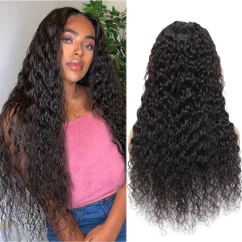 Perruque synthétique bouclée courte mi-longue, style européen/américain tendance, avec bordure en dentelle, taille moyenne, ondulée, pour un usage quotidien._voghion.com