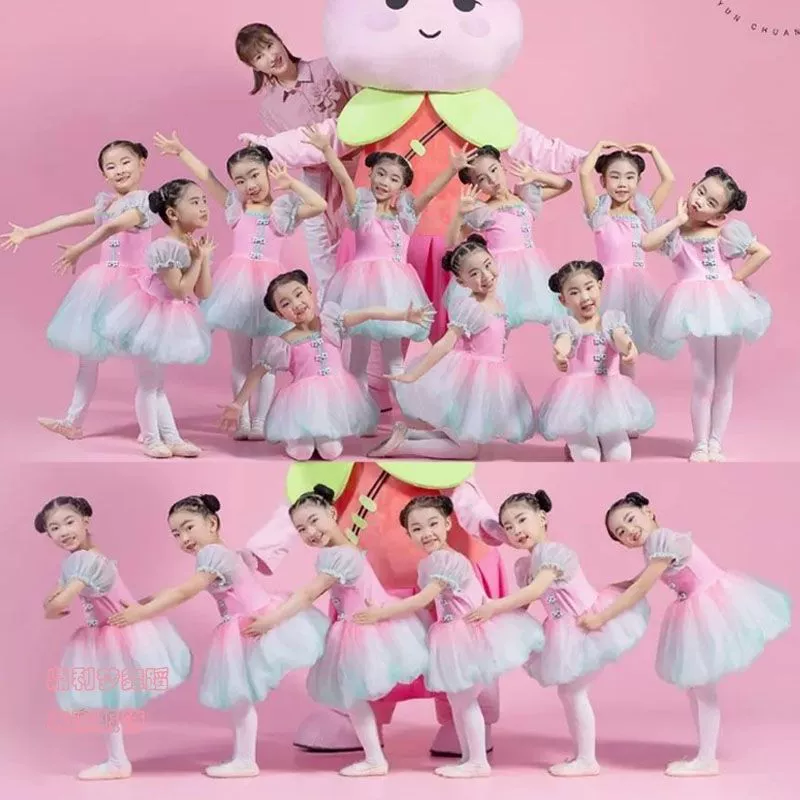 Детский танец Юньчуань Розовая Пышная юбка-сосуд Юбка принцессы для детского сада для девочек Костюм для выступления Тао Мэн Яо