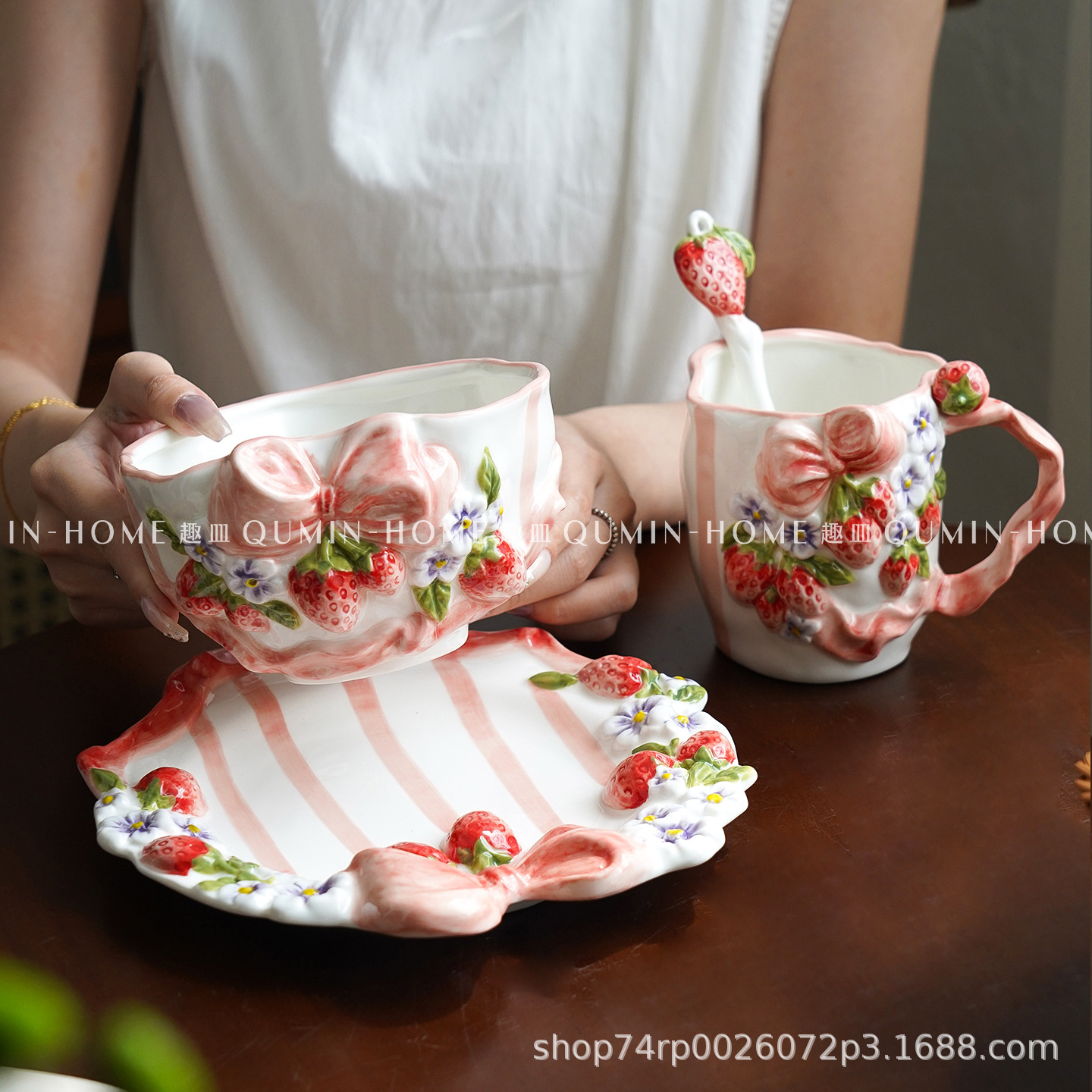 Juego de Tazas y Platos de Cerámica, Decorativo, para Navidad y Té de la Tarde
