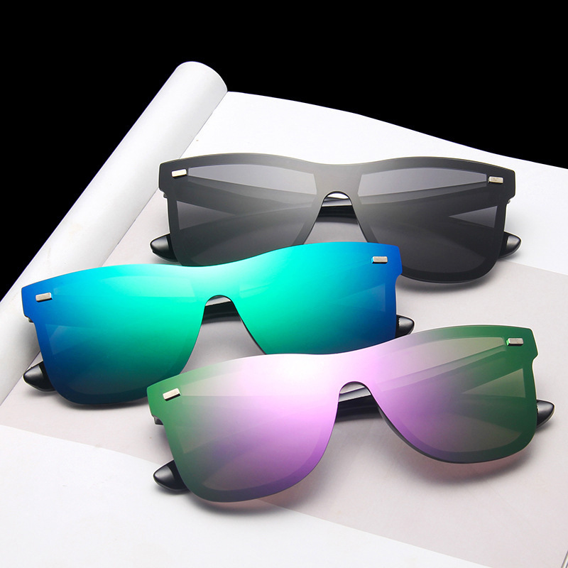 European And American Trendy Women's Large-frame Personalized Sunglasses Men's Dazzling Reflective Mercury Windshield One-piece Sunglasses_viptrois.com