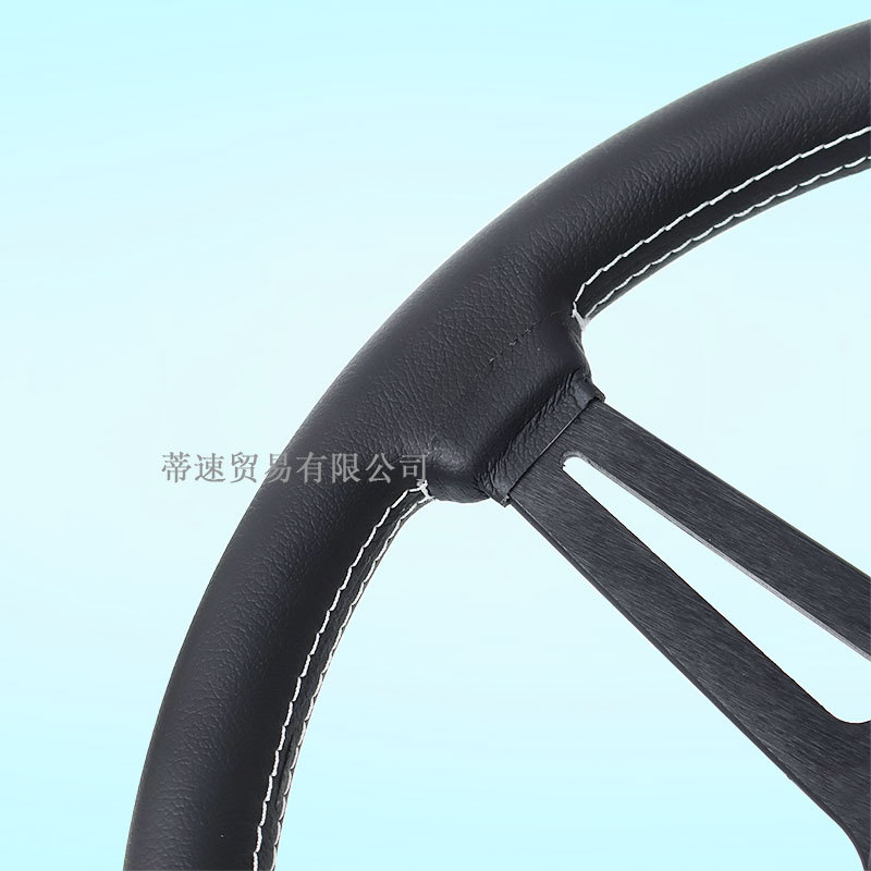 Factory Direct Sales Universal Automotive Momo Genuine Leather Steering Wheel 14.5 Inch 360mm Modified Racing Steering Wheel White Line