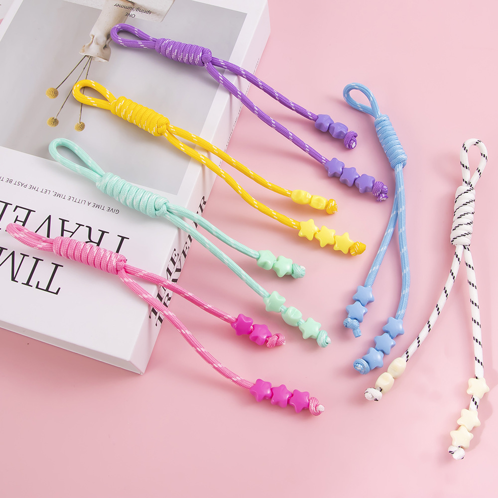 New Candy-Colored Star Accessories Hand-Woven Nylon Rope Bag Pendant High-End Mobile Phone Hanging Chain Lanyard