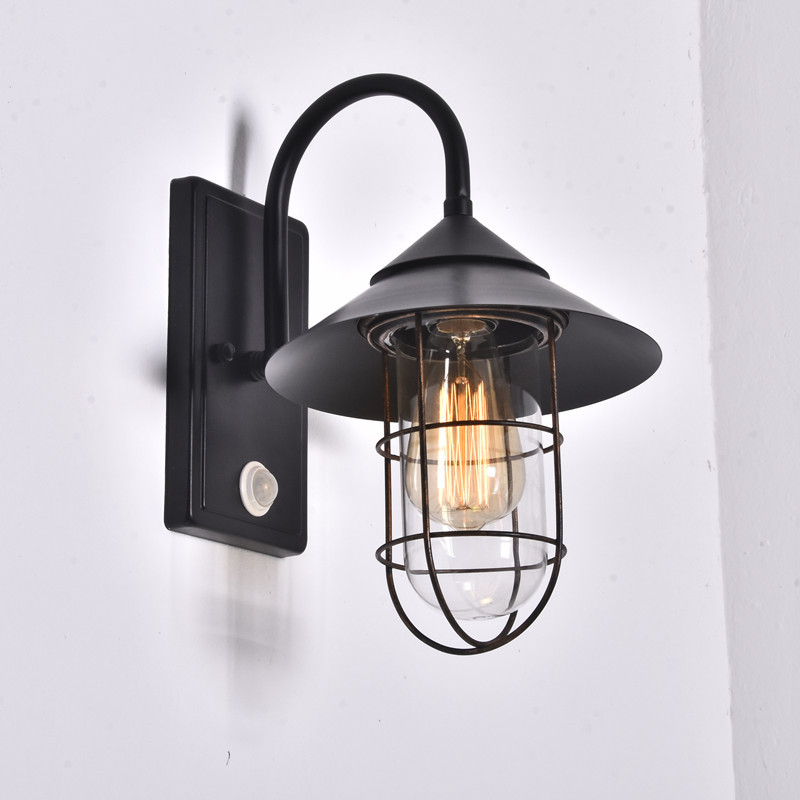 Lámpara de pared de inducción de cuerpo humano americano retro balcón pasillo al aire libre lámpara de pared lámpara de inducción iluminación al aire libre lámparas de interior