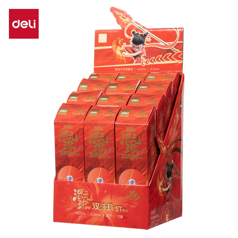 Deli NZ088 Nezha напольная подставка для демонстрации, набор: гелевая ручка, линейка, чехол для тетради, точечный клей, корректирующая лента, ластик