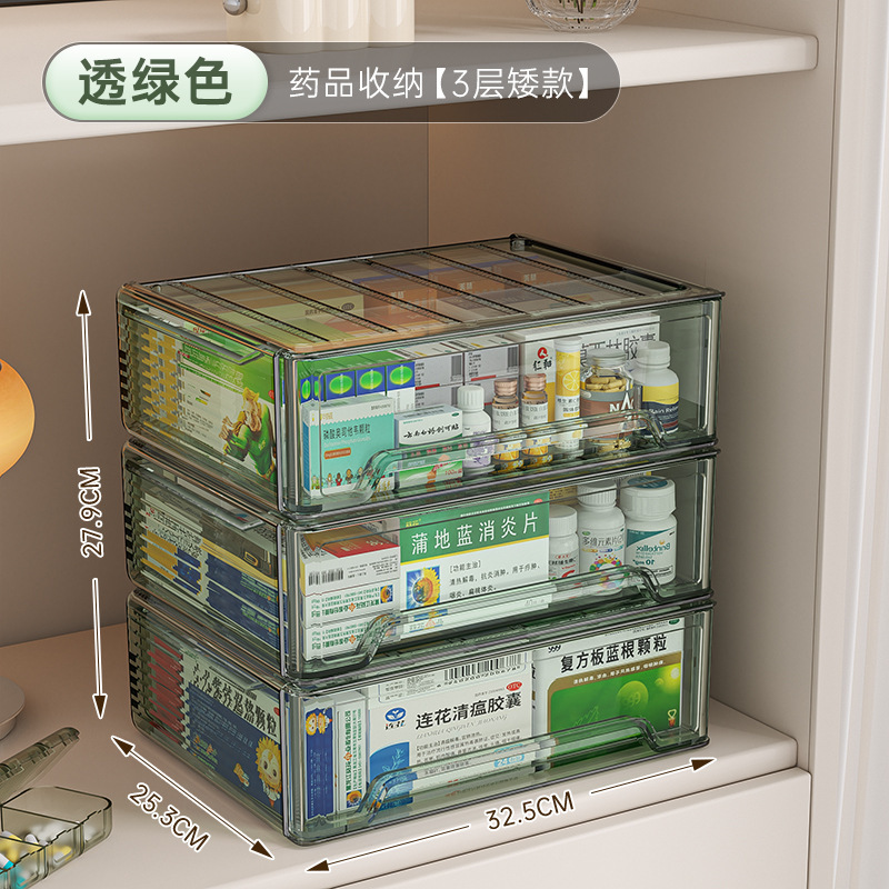 星优抽屉式家庭装药箱家用大容量医药箱透明可视药物收纳盒|undefined
