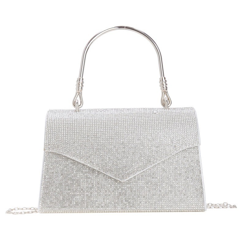 Nuevo cross-border full diamond feel ladies dinner bag, bolso de boda de lujo ligero, bolso de hombro de moda, bolso de noche