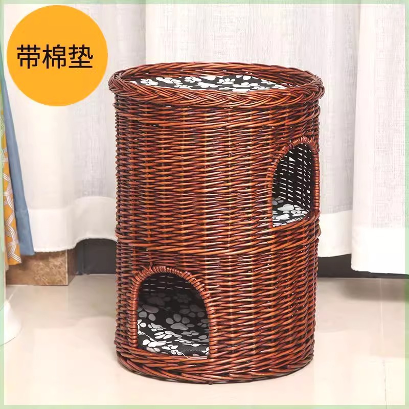 Nido de gato de caña caliente felino de cuatro estaciones desmontable general casa de gato villa pequeña perro de casa de gato felino de sauce estera