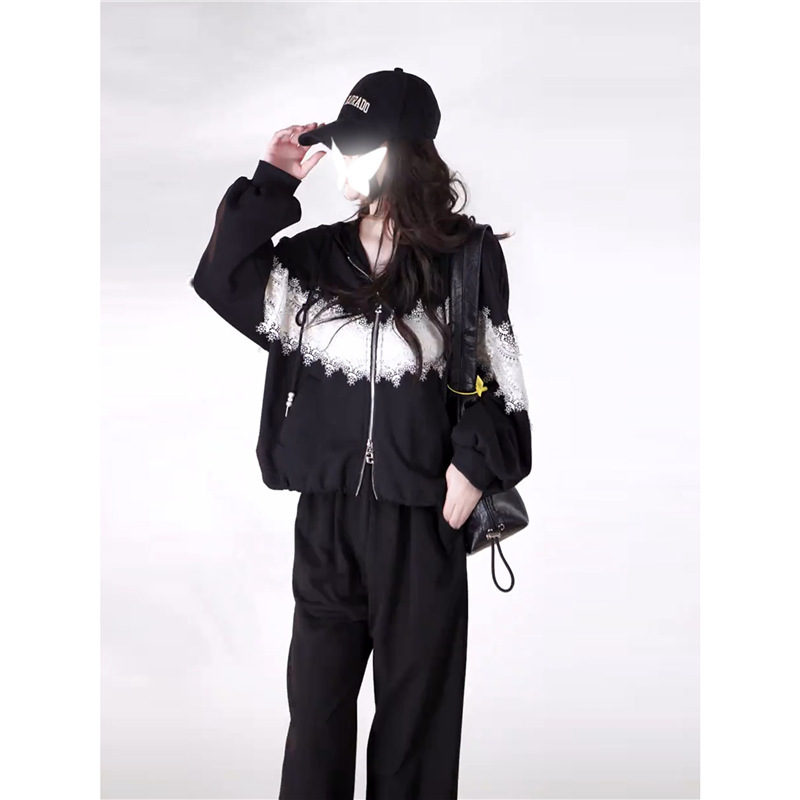 深圳南油欧货高级感套装女2025秋季运动休闲连帽卫衣阔腿裤两件套|undefined