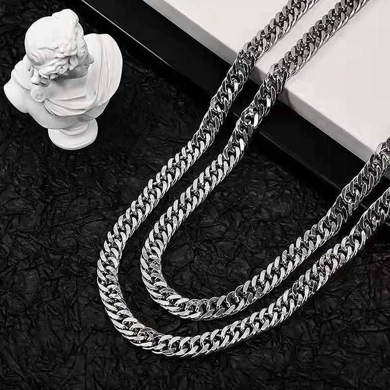 Collier cubain en vente en gros et dropshipping pour homme, bijou tendance et unique en acier inoxydable et titane, inaltérable, pour la clavicule._voghion.com