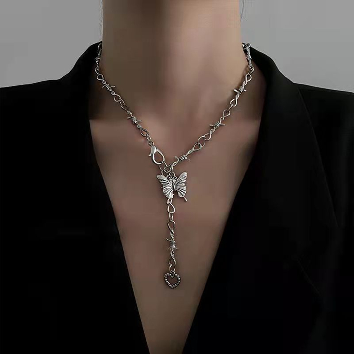 Baroque Dark Sweet Cool Butterfly Necklace Female Guyin Hip Hop…