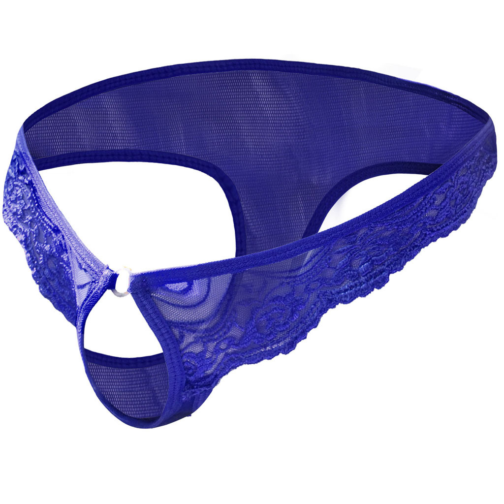 Tzy092T Men's Lingerie Underwear Wholesale Transparent Mesh Low Waist Sexy Thong T-Pants_voghion.com