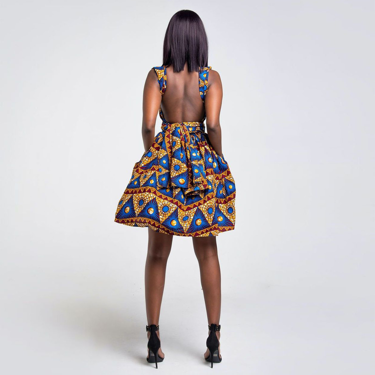 Print sleeveless Backless Multi-Wear Short Dress NSMID128677