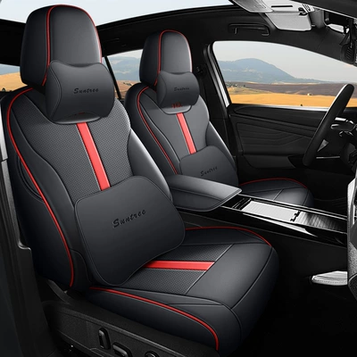 Modelə uyğun (Original) oturacaq örtükləri — full enclosure new FAW seat - passion-red-memory-cotton-version-id-4-dedicated-five-seats-front-full-bag-rear-half-bag