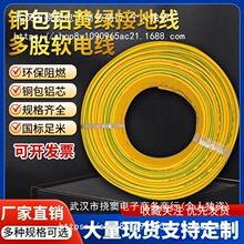 黄绿双色接地线4/6/10/16/25/35 平方多股软电线纯铜包铝芯接地线