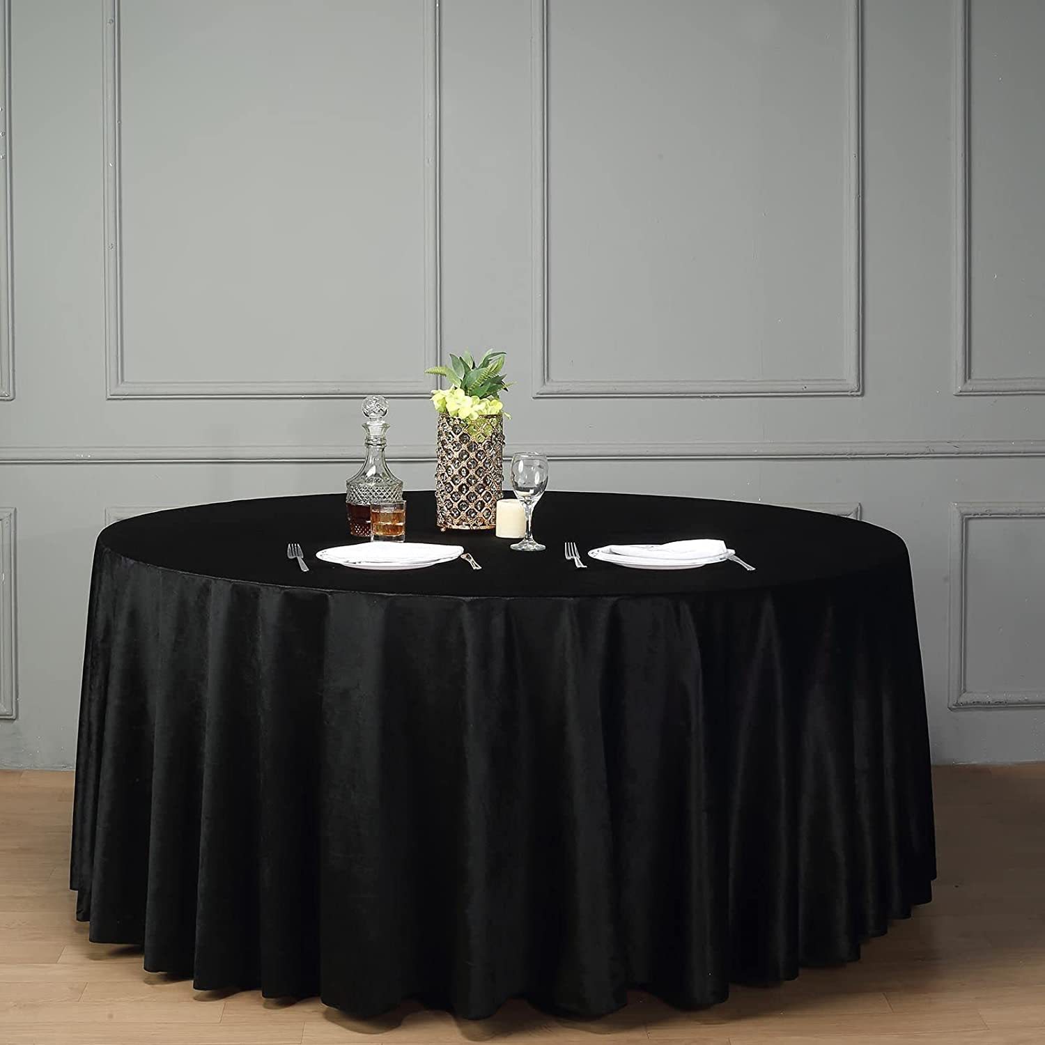 Cruzar la frontera de terciopelo de hielo espesado mantel casa hotel restaurante falda de mesa de franela gran puesto caja de banquete de mantel de color sólido