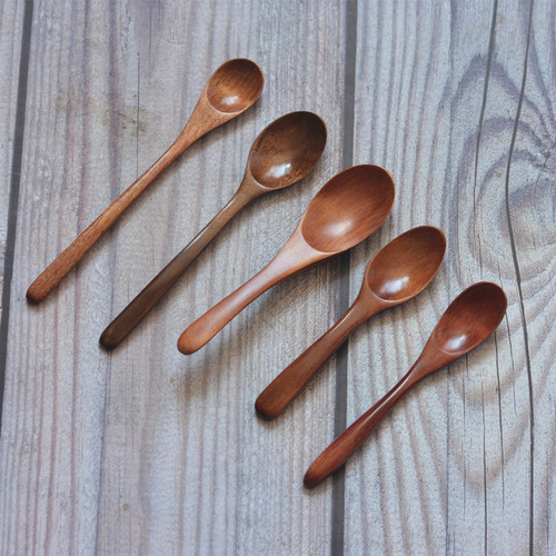 Creative wooden spoon small spoon with LOGO engraved Japanese style children's wooden spoon coffee spoon