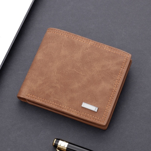 Men's wallet short wallet leather wallet with multiple card slots for driver's license retro one piece wholesale dollar clip