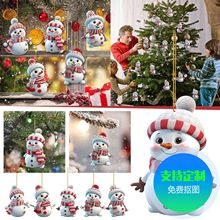 跨境新品可爱卡通圣诞雪人汽车亚克力挂件亚克力钥匙扣