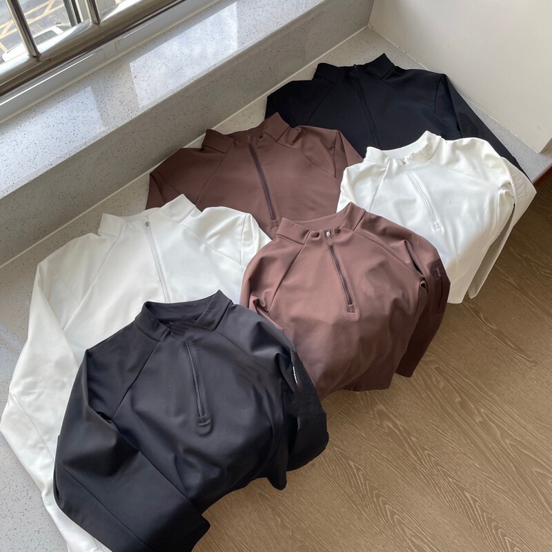 091808 Autumn/Winter New 26 Loose Fit Half-Zip Women's Slimming Plain Quick-Dry T-Shirt Couple's Sports Long Sleeve Top 091808 Autumn/Winter New 26 Loose Fit Half-Zip Women's Slimming Plain Quick-Dry T-Shirt Couple's Sports Long Sleeve Top