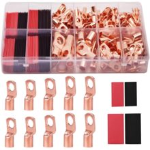 160Pcs 铜线耳端子连接器插头适用于AWG 12 10 8 6 4 2电缆热缩