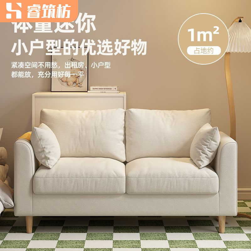 Nordic Fabric Sofa for Small Apartments, Simple Modern Bedroom Rental, Simple Internet Celebrity Double or Three-Person Living Room Sofa