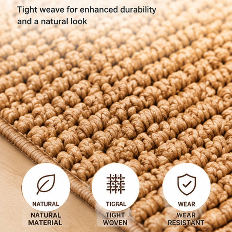 Alfombra de imitación de sisal, alfombra de gran tamaño para sala de estar, alfombra sencilla para dormitorio junto a la cama, tapete antideslizante para el hogar, protector contra arañazos de gatos. image 3