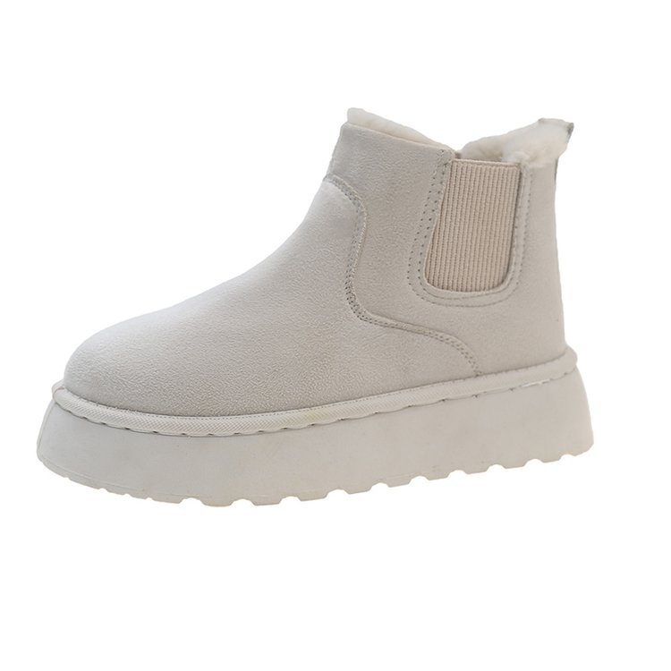Women's platform snow boots in cotton shoes with wool round toe cotton boots_voghion.com