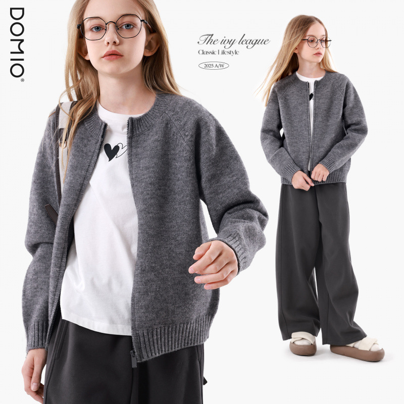 Girls' sweater, autumn new style, children's knitted cardigan, casual jacket for older children, youth top, girls' clothing