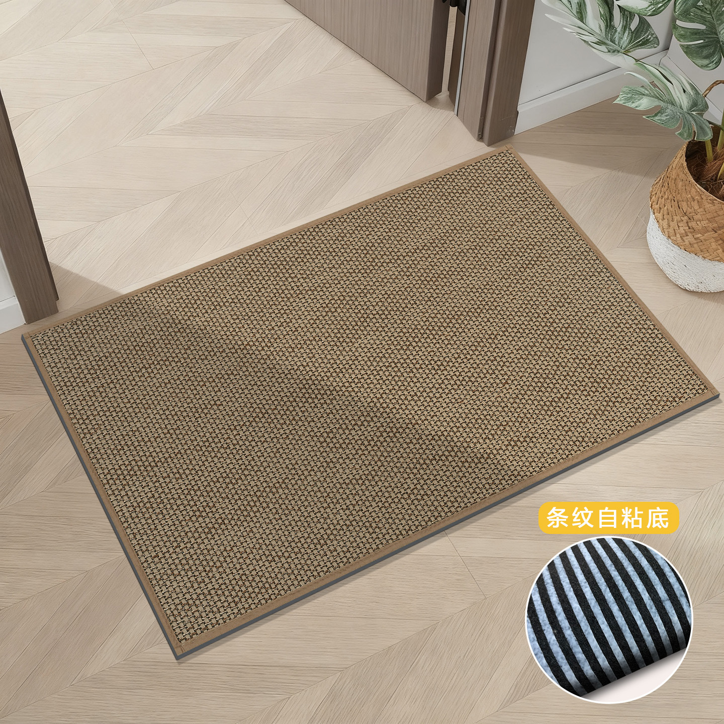 imitación de lino en el hogar almohadilla de suelo TPR sin pegamento autoadhesivo antideslizante antisucio almohadilla de puerta doméstica retro almohadilla de pie de puerta