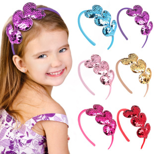 Cross-border New Color Sequins Love Stitching Girls' Headband Creative Jewelry Children's Pressed Hair Accessories Headband