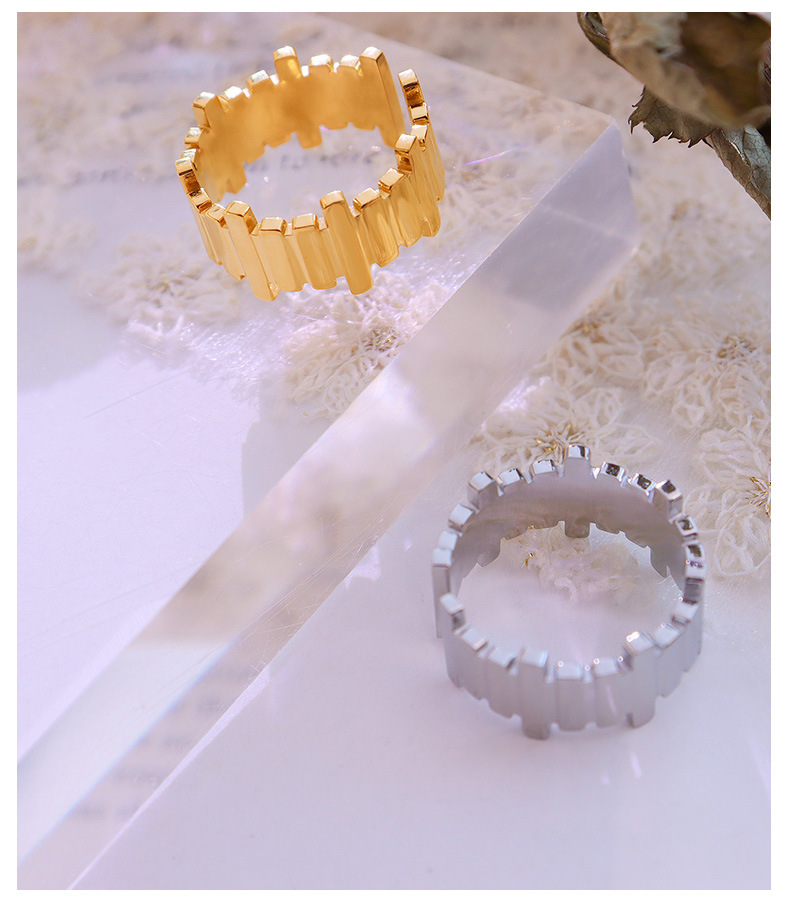 Korea fashion geometric irregular long titanium steel rings