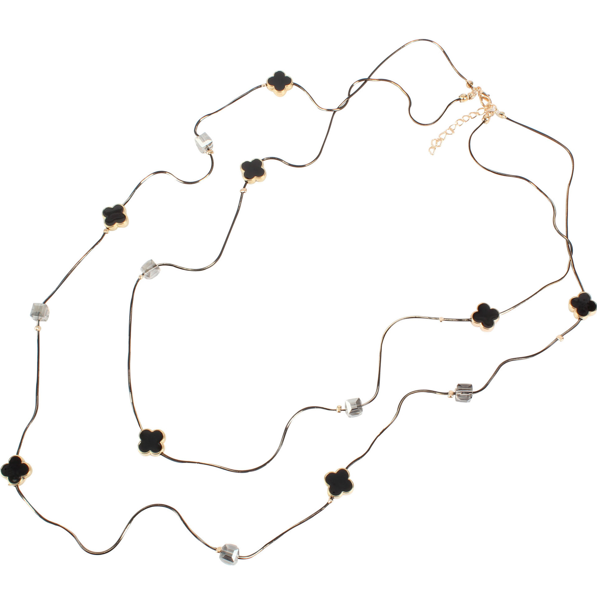 Cadena de suéter de cristal europeo y americano trébol de múltiples capas apilable collar largo suéter cadena Otoño e Invierno moda femenina a juego