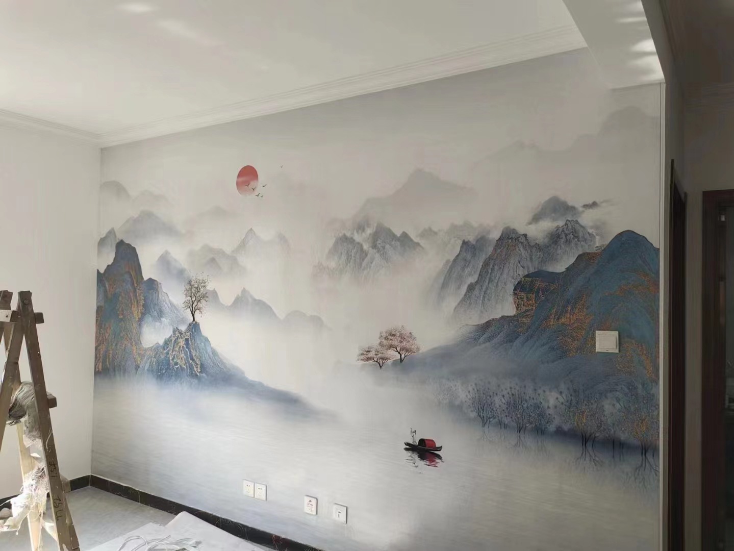 新中式山水背景墙