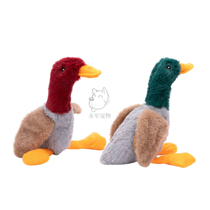 Трансграничная вокальная игрушка для домашних животных Плюшевая игрушка для собак Красный мех Зеленый мех Утка Собака Кукла Интерактивная вокальная устойчивая к укусам кукла