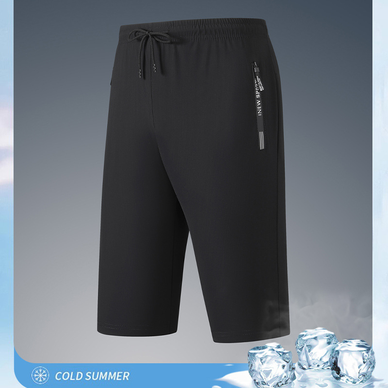 Pantalones de seda helada de verano para hombre, talla europea, talla grande, de secado rápido, informales, transpirables para deportes al aire libre, comercio exterior.