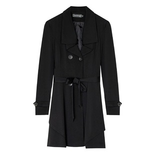 2023 autumn and winter New plus size women's clothing suit collar slim double breasted long sleeve mid-length trench coat 8566