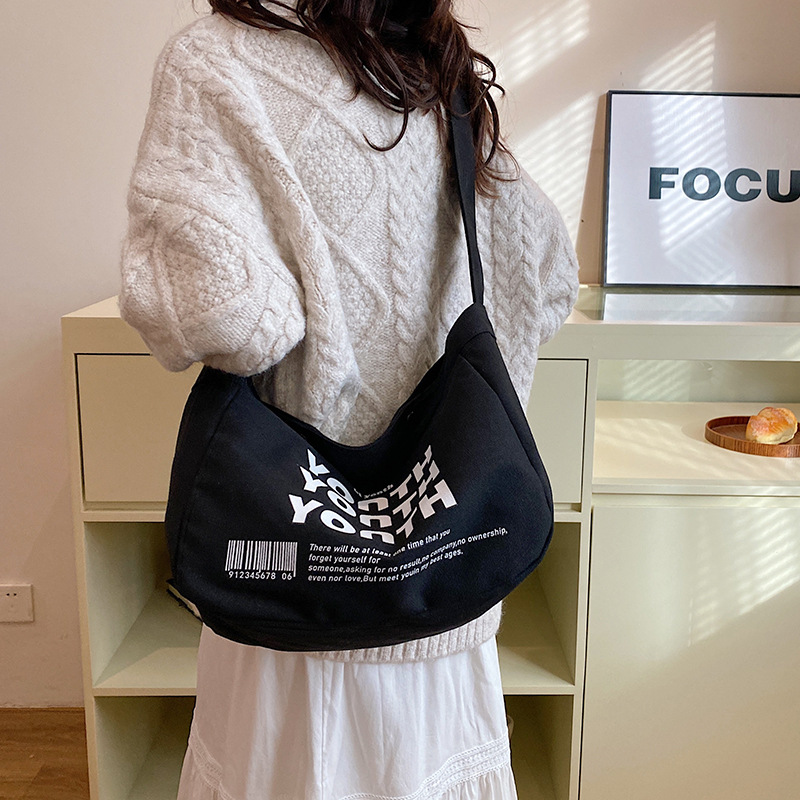 Korean-style canvas bag, artistic Japanese-style Instagram simple single-shoulder bag, school student schoolbag, men's large-capacity commuting bag undefined