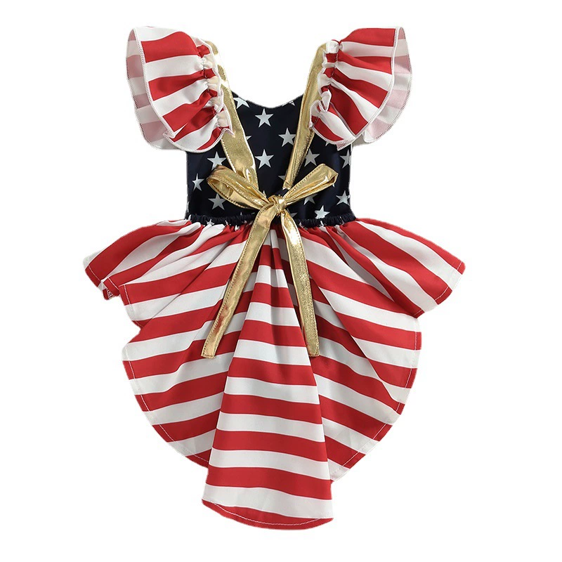 European and American INS cross -border national flag independent day skirts connecting the body of the foreign trade explosion conjoined conjoined climbing sleeves