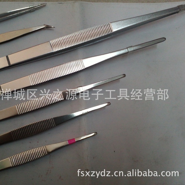 12.5cm14cm16cm18cm20cm不锈钢镊子敷料镊加硬型尖头弯头扁头圆头