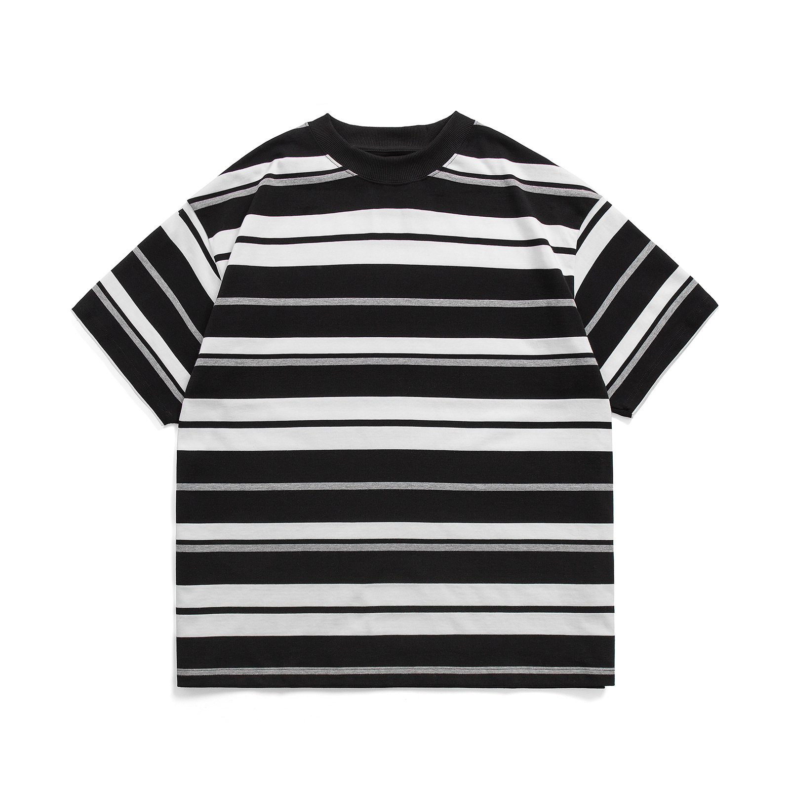 TRS 日潮シリーズ | 26SS特注織り310Gダブルヤーンラウンドネックストライプ半袖ルーズフィットドロップショルダー五分袖Tシャツメンズ