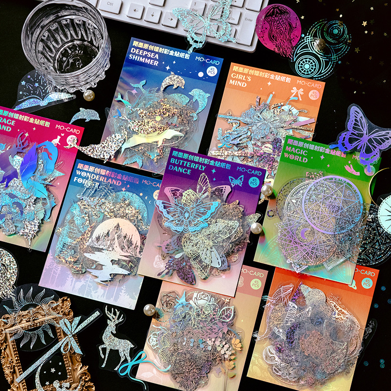 Mo ink sticker bag PET hot gold laser flash dream series Hand account collage sticker decoration 45