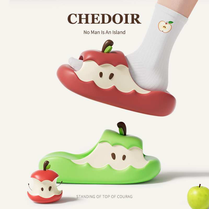 Original Apple Adult Spring and Summer Slippers, Cute Family-Friendly Indoor and Outdoor Non-Slip 2025 New Model Indoor Cartoon Slippers