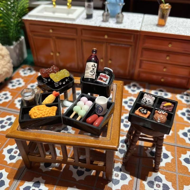 微缩娃娃屋迷你Kt日式料理树脂食完过家家玩具摆件模型套装|undefined
