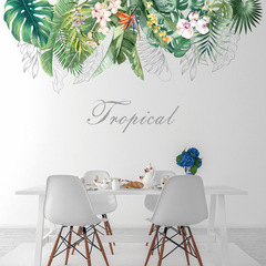 廠家直銷批發新款北歐綠葉花朵英文牆貼畫客廳臥室走廊裝飾KSY91A