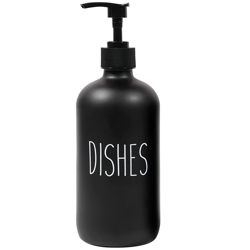 Botella de vidrio de 475 ml con bomba dispensadora, recargable para gel de ducha o desinfectante de manos, venta transfronteriza